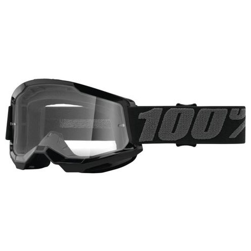 100% Strata 2 Black Junior Goggles - Clear Lens (Youth)