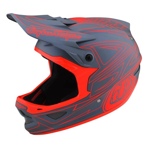 TLD 2023 D3 Fiberlite Spiderstripe Grey/Red Helmet