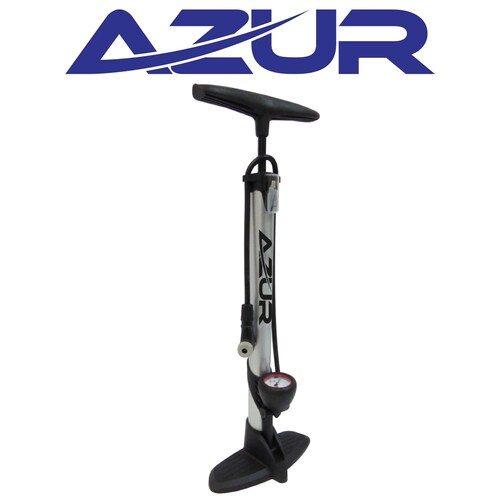 AZUR Steel Clever Valve  Foot Pump With Gauge - Silver