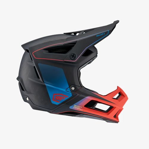 100% 2023 Aircraft 2 Carbon Steel Blue/Neon Red Helmet